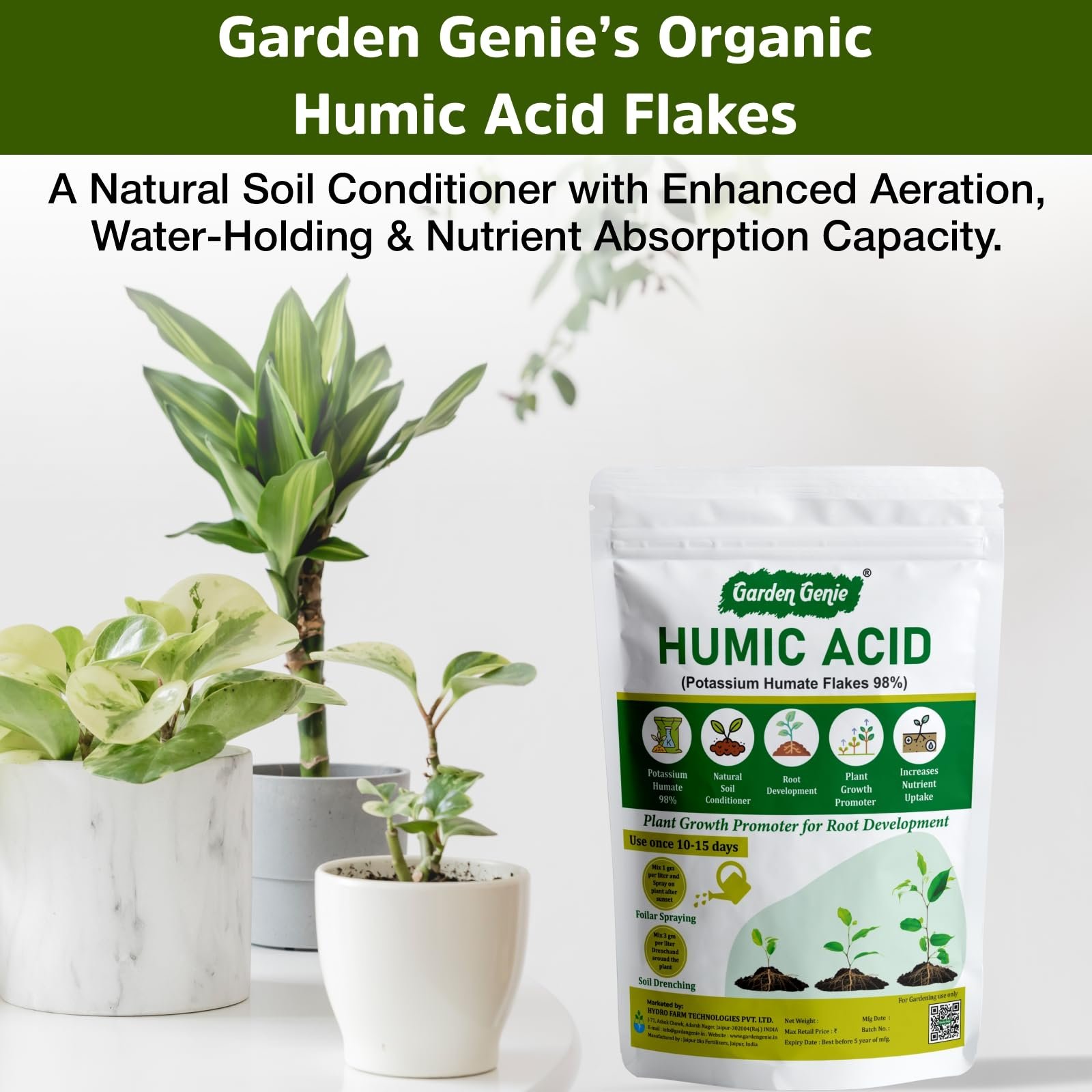 Garden Genie Humic Acid for Plants (Potassium Humate Flakes 98%), 830 Gm - Image 2