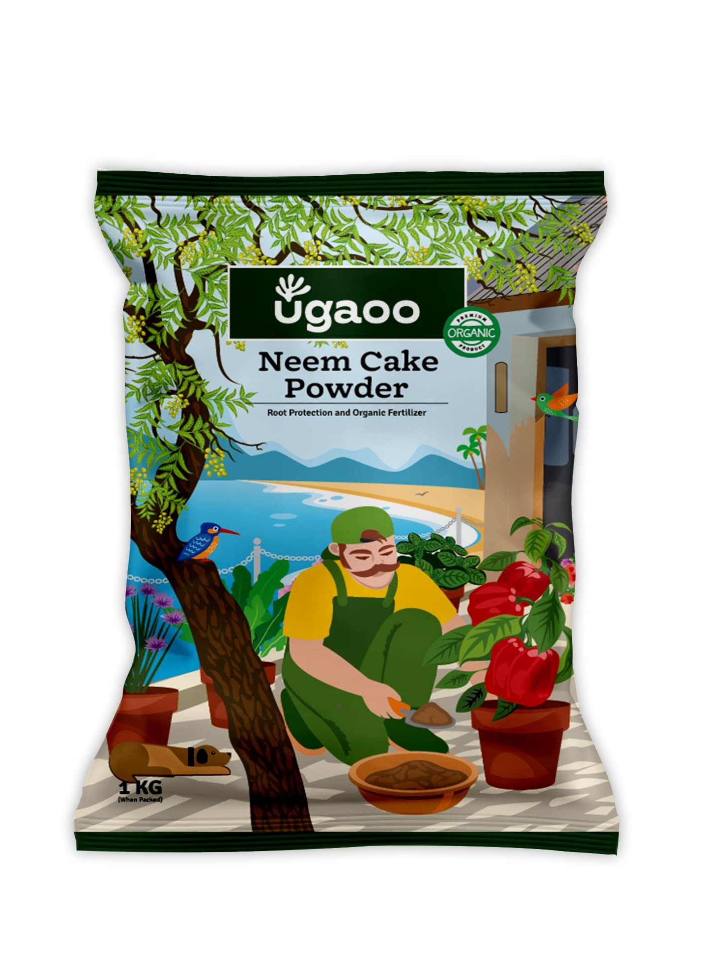 Ugaoo Neem Cake Powder for Plants 1 kg | Organic Neem Khali Fertilizer & Soil Conditioner | Slow-Release Plant Food for Root Growth | Ideal for Vegetables, Flowers, Pots & Home Garden Plants