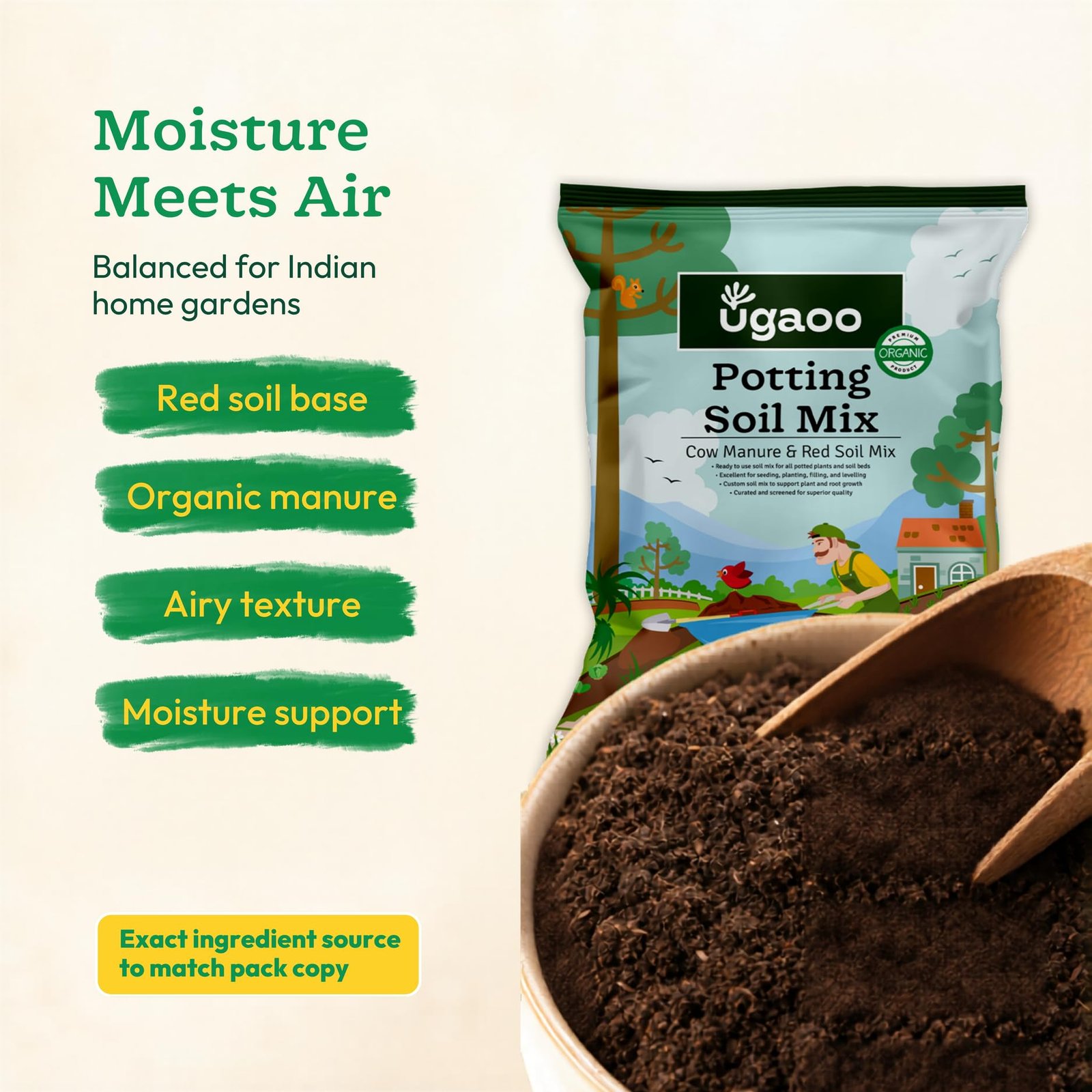 Ugaoo Ready-to-Use Potting Soil for Plants 5 Kg | Organic Potting Mix with Red Soil and Cow Manure for Indoor Outdoor and Flowering Plants | Ideal for Home Pots Balcony, Terrace & Repotting - Image 2