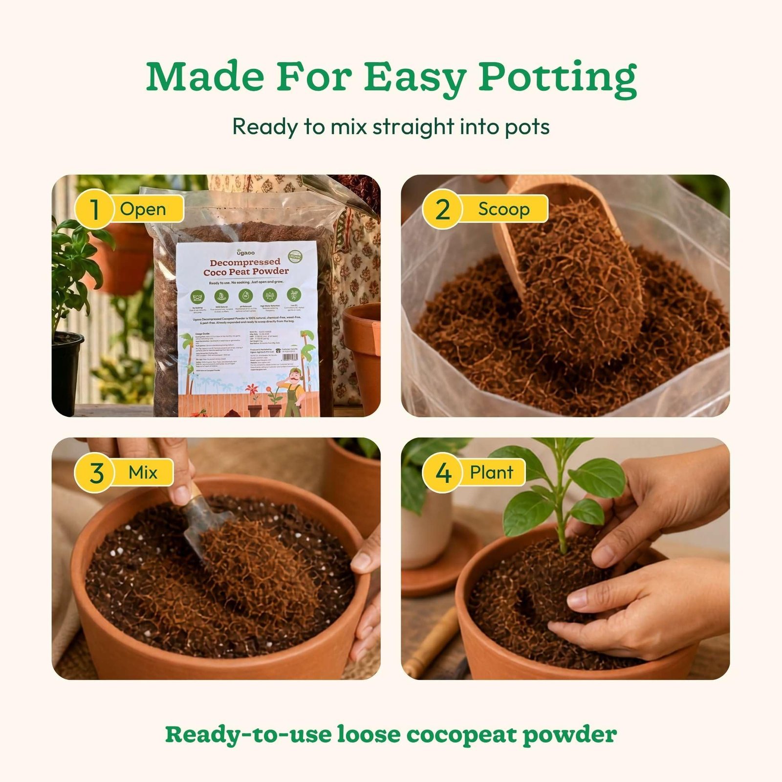Ugaoo Cocopeat Powder for Plants 5 Kg | Premium Low EC Coconut Coir Soil Conditioner | Ready to Use Growing Medium for Seed Germination, Potting Mix, Hydroponics, Indoor Plants, Kitchen - Image 3