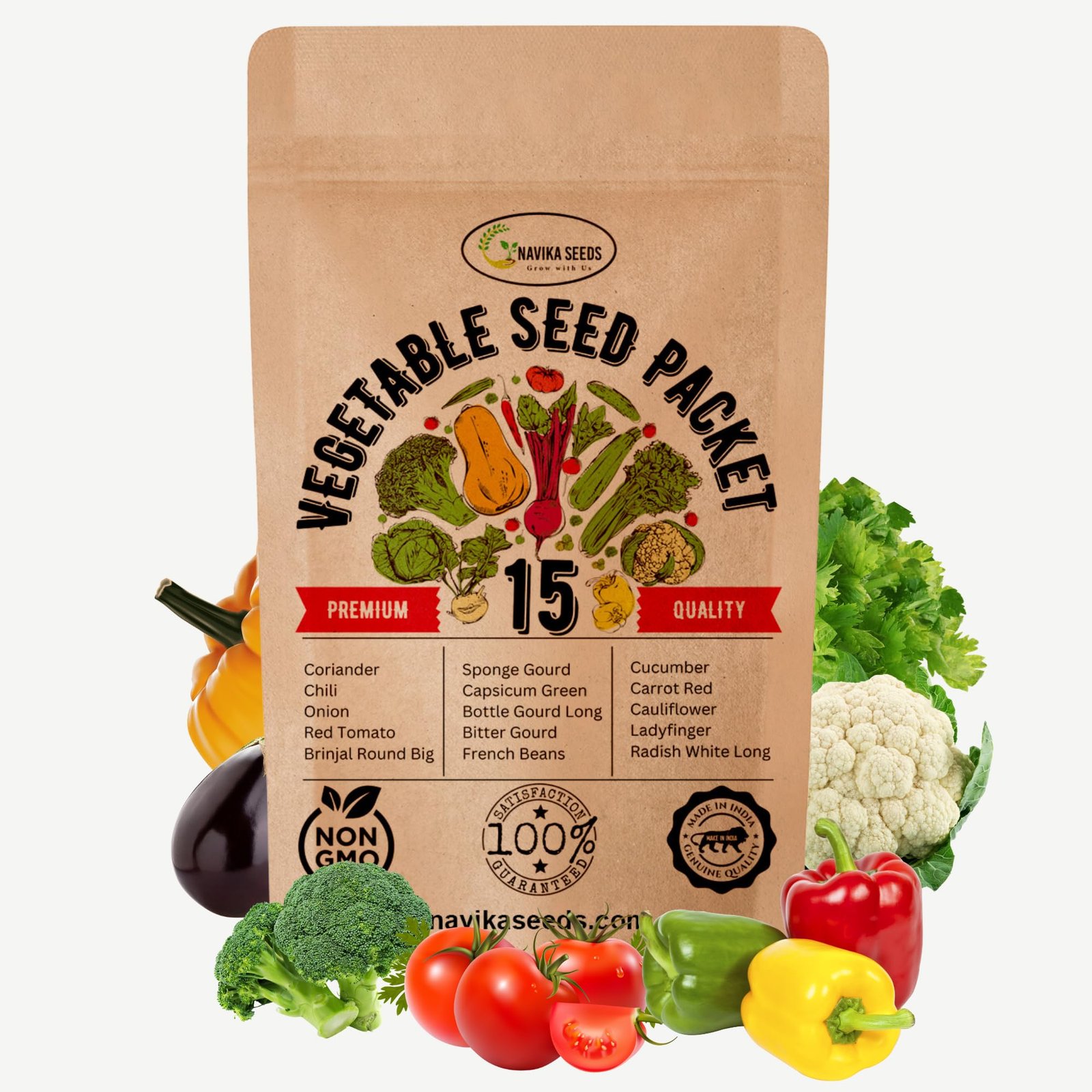 15 Packets of Organic & hybrid Vegetable Seeds For Home Garden & Planting For Pots and Patio - Includes Free E-book.