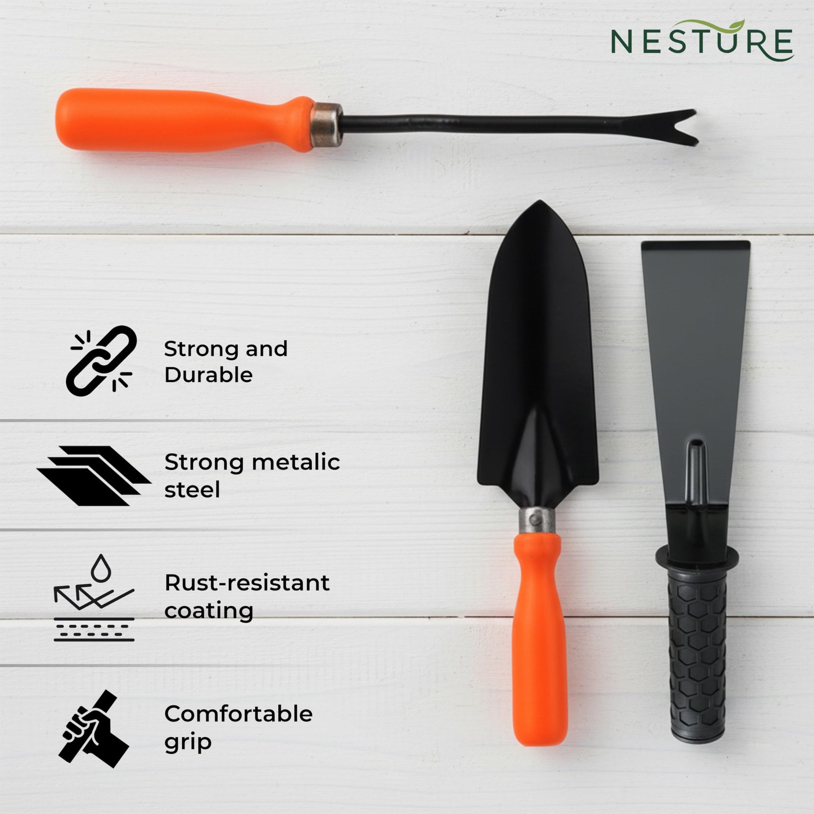 Gardening Tools Kit for Home Garden 3 Pcs | Khurpi, Hand Weeder & Trowel | Gardening Tools Heavy Duty Set for Soil Digging, Weeding & Planting - Image 3