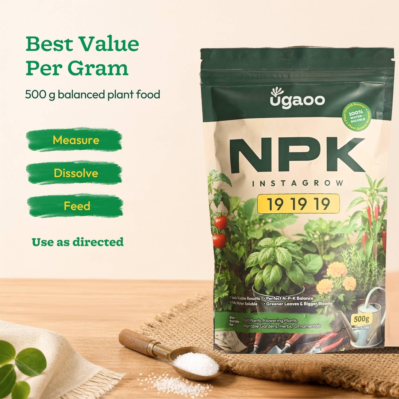 Ugaoo InstaGrow NPK 19:19:19 Fertilizer (500g) Powder| Water-Soluble Plant Food for Growth, Flowering & Fruiting | Balanced NPK for Indoor & Outdoor Plants - Image 7