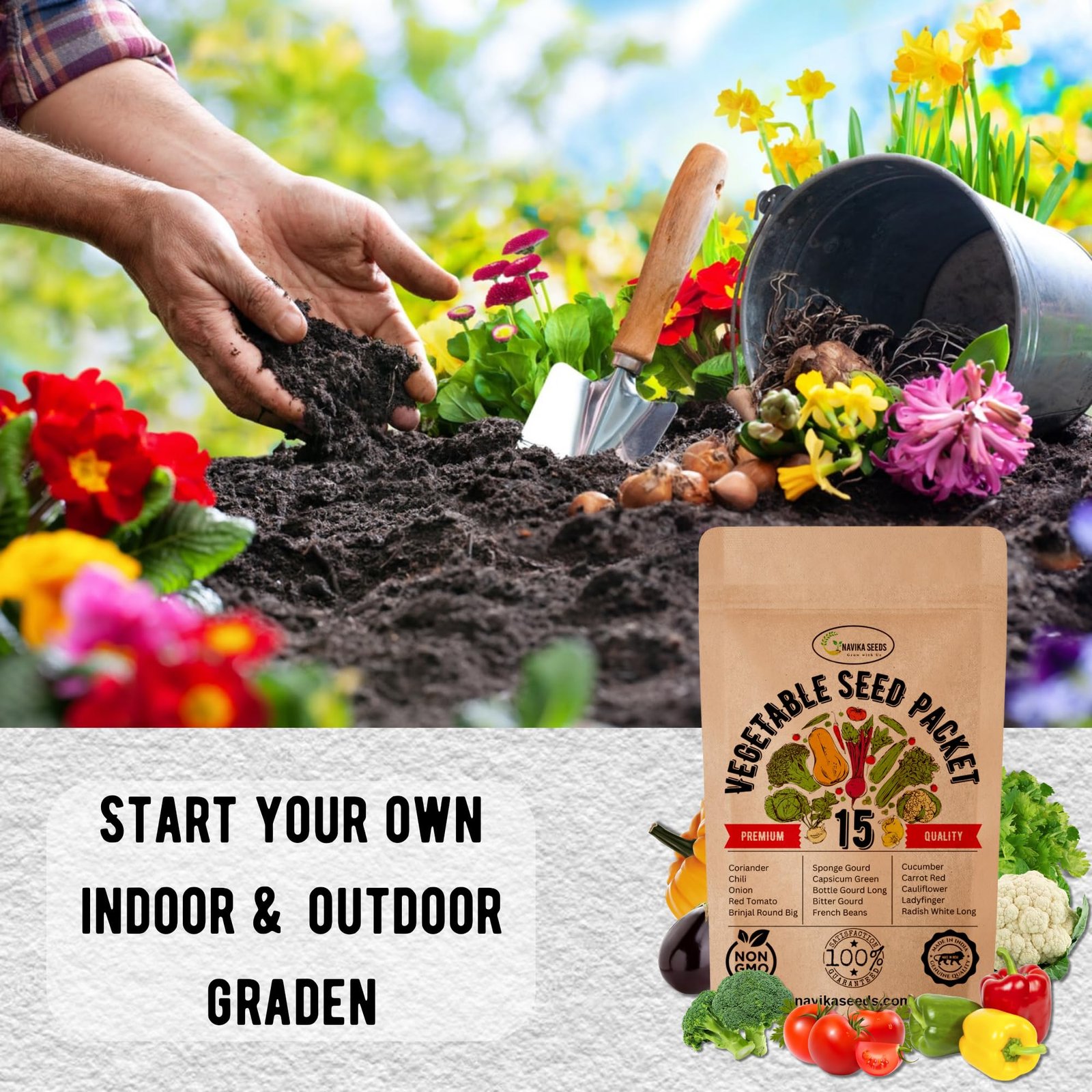 15 Packets of Organic & hybrid Vegetable Seeds For Home Garden & Planting For Pots and Patio - Includes Free E-book. - Image 4
