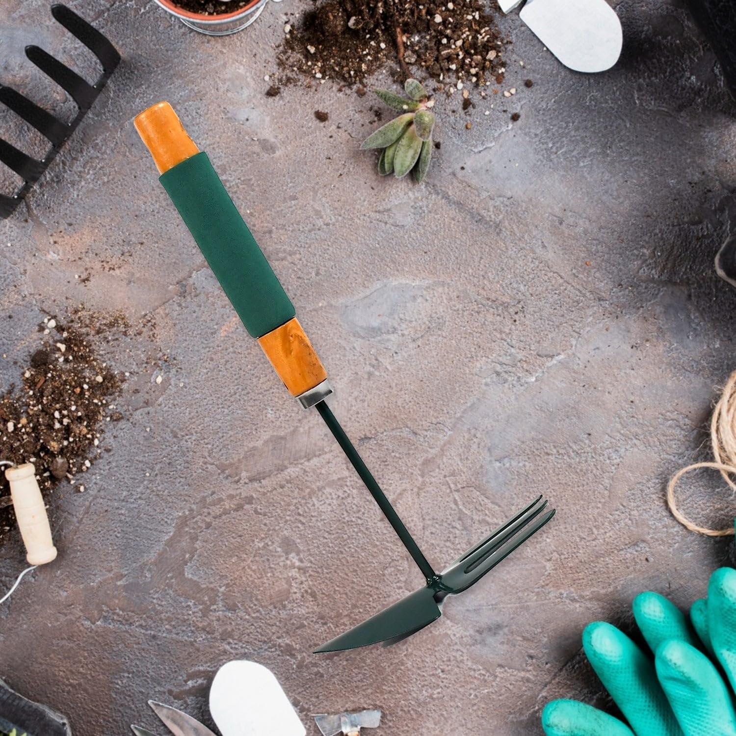Double Hand Hoe Gardening Tool with Wooden Handle 2 in 1 Hand Hoe for Precise Cultivation Garden Tool - Image 2