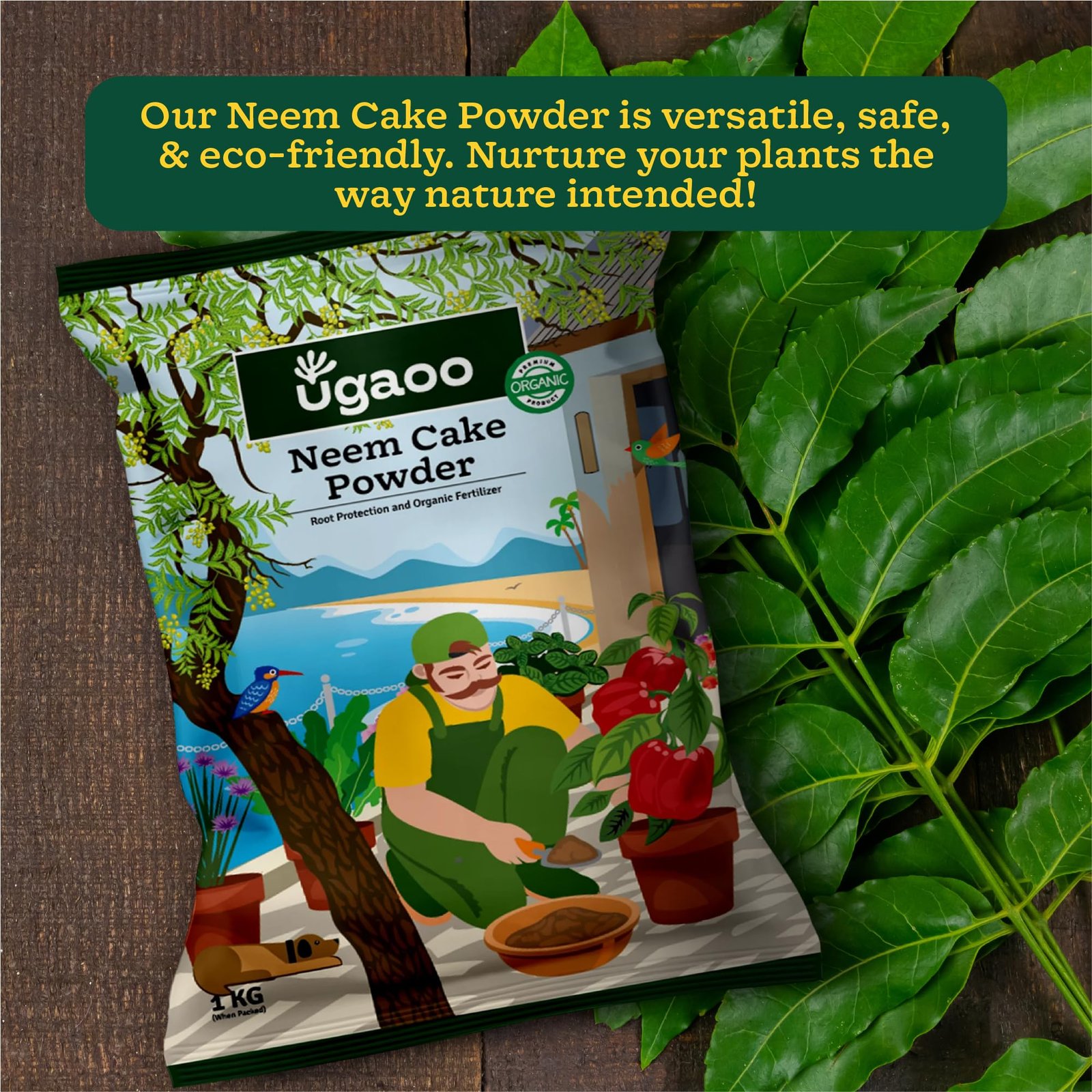 Ugaoo Neem Cake Powder for Plants 1 kg | Organic Neem Khali Fertilizer & Soil Conditioner | Slow-Release Plant Food for Root Growth | Ideal for Vegetables, Flowers, Pots & Home Garden Plants - Image 5
