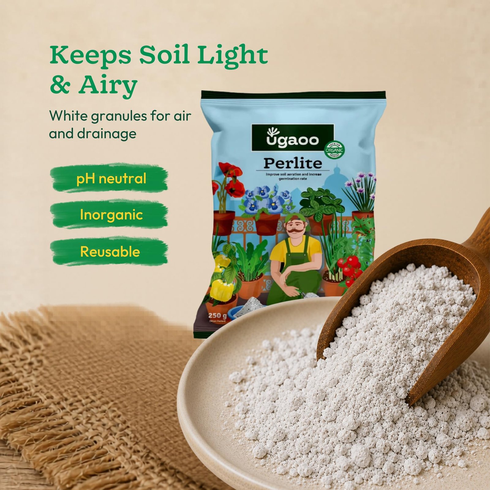 Ugaoo Perlite for Plants 500g | Horticulture Grade Potting Soil Mix Additive for Aeration & Drainage | Lightweight pH Neutral Growing Medium for Succulents, Cactus, Hydroponics & Seed Starting