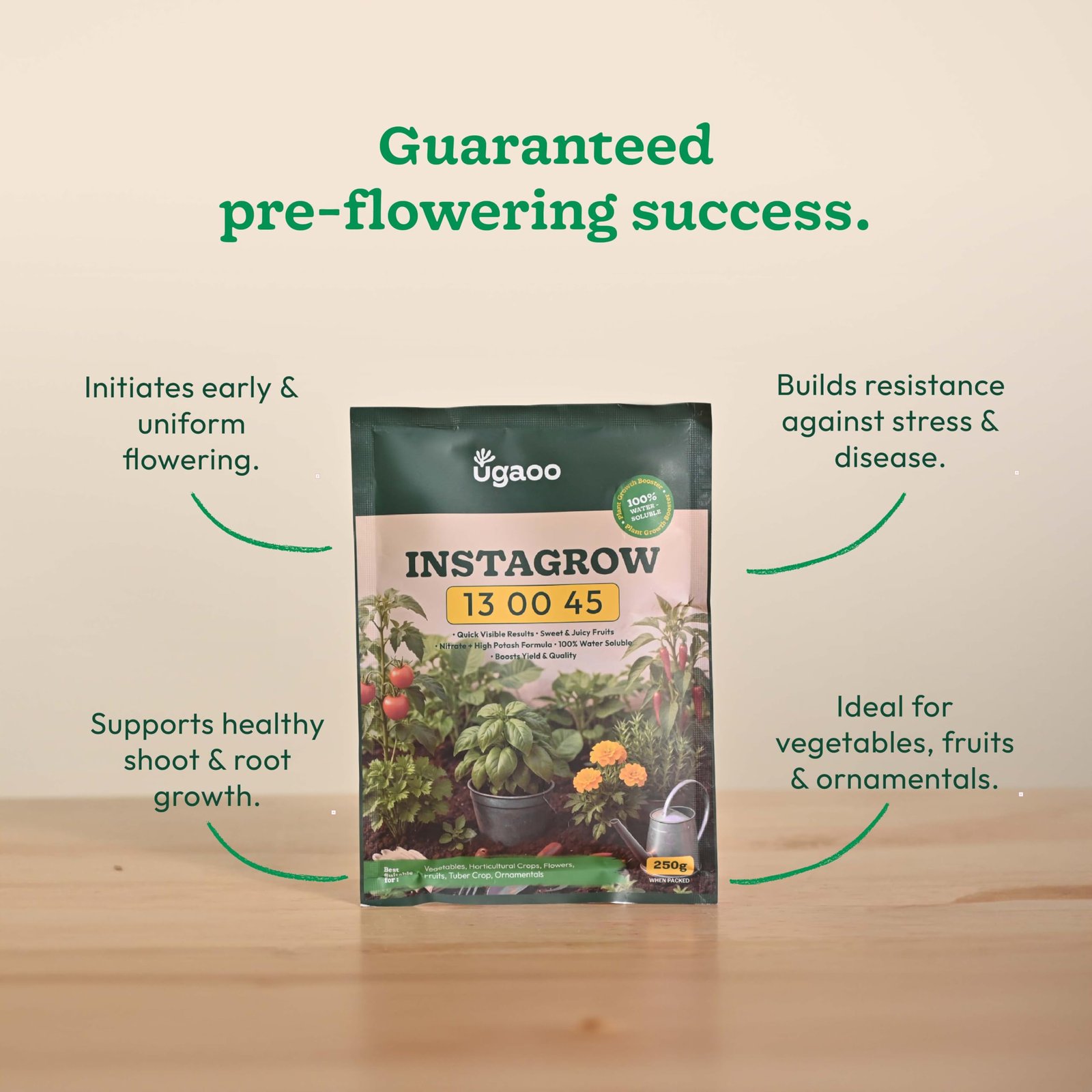 Ugaoo InstaGrow NPK 13:00:45 Fertilizer (250g) | High Potassium Water-Soluble Fertilizer for Fruit & Flower Quality | Boosts Yield & Sweetness - Image 3