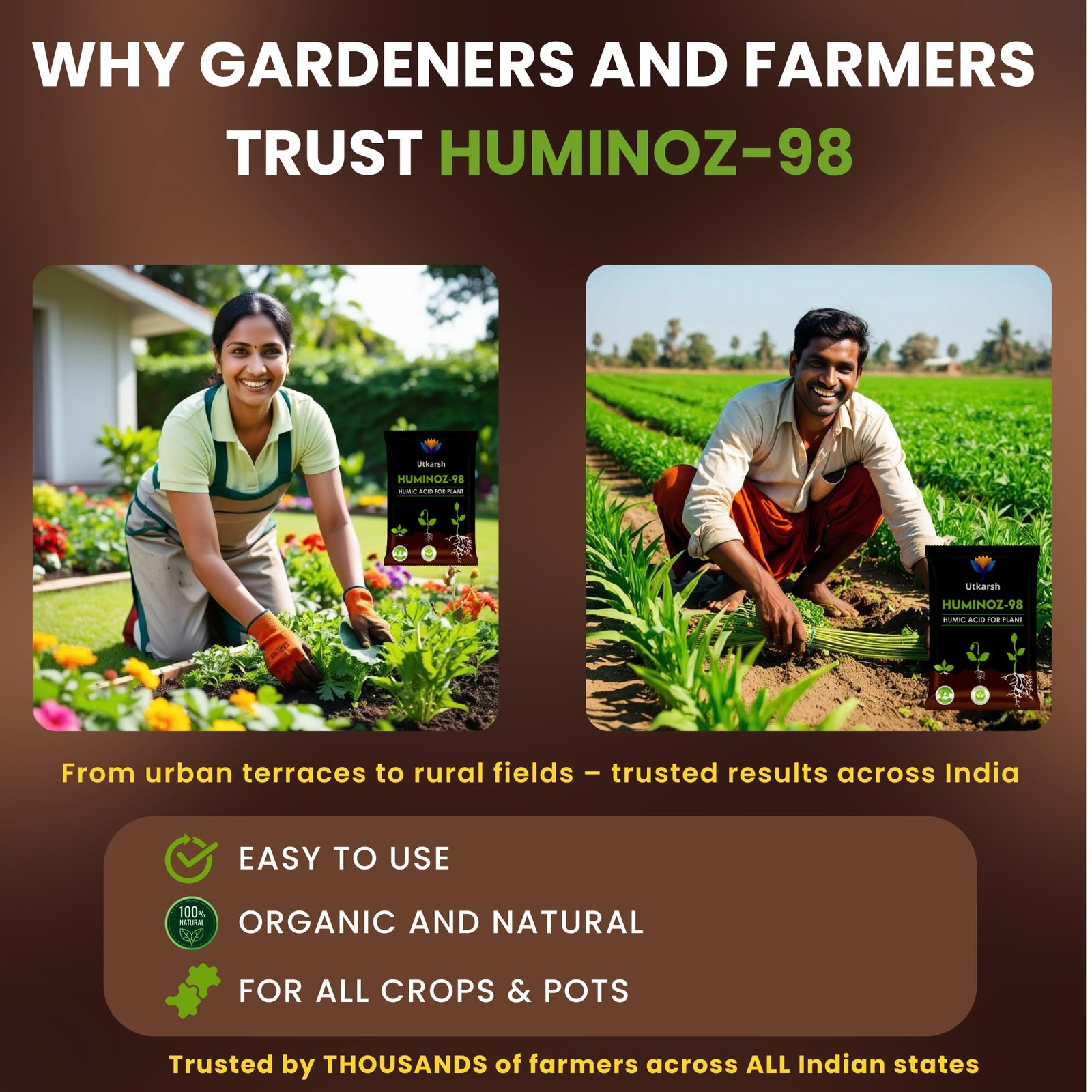 Utkarsh Huminoz-98 Humic Acid (98%) for Plants | Fertilizer for Potted Plants, Home Garden, Growth Enhancer, Soil Conditioner, Improves Root System | (Set of 1; 250 gm) - Image 4