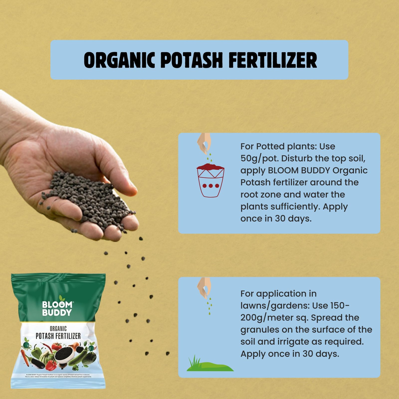 Bloom Buddy Organic Potash Fertilizer – 1kg | Boosts Root, Flower & Fruit Growth | Slow-Release Natural Potassium for Home Garden, Terrace & Indoor Plants | Safe, Eco-Friendly Soil Enricher - Image 7