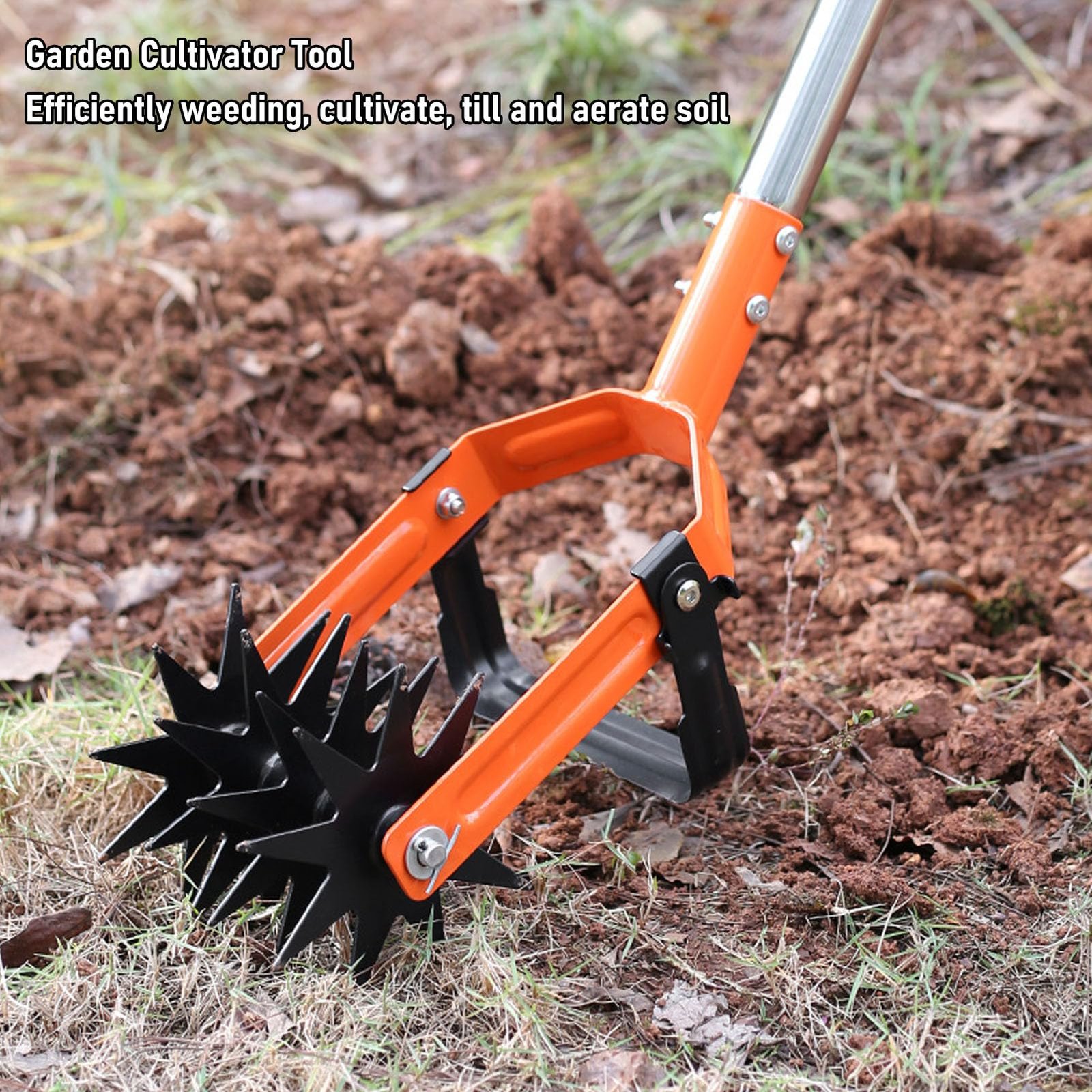 Handheld Cultivator Tool Rotating Soil Breaker Hardened Steel Cultivator Tool for Efficient Soil Fragmentation, Adjustable Handle, with Removal for Comfortable Gardening - Image 5