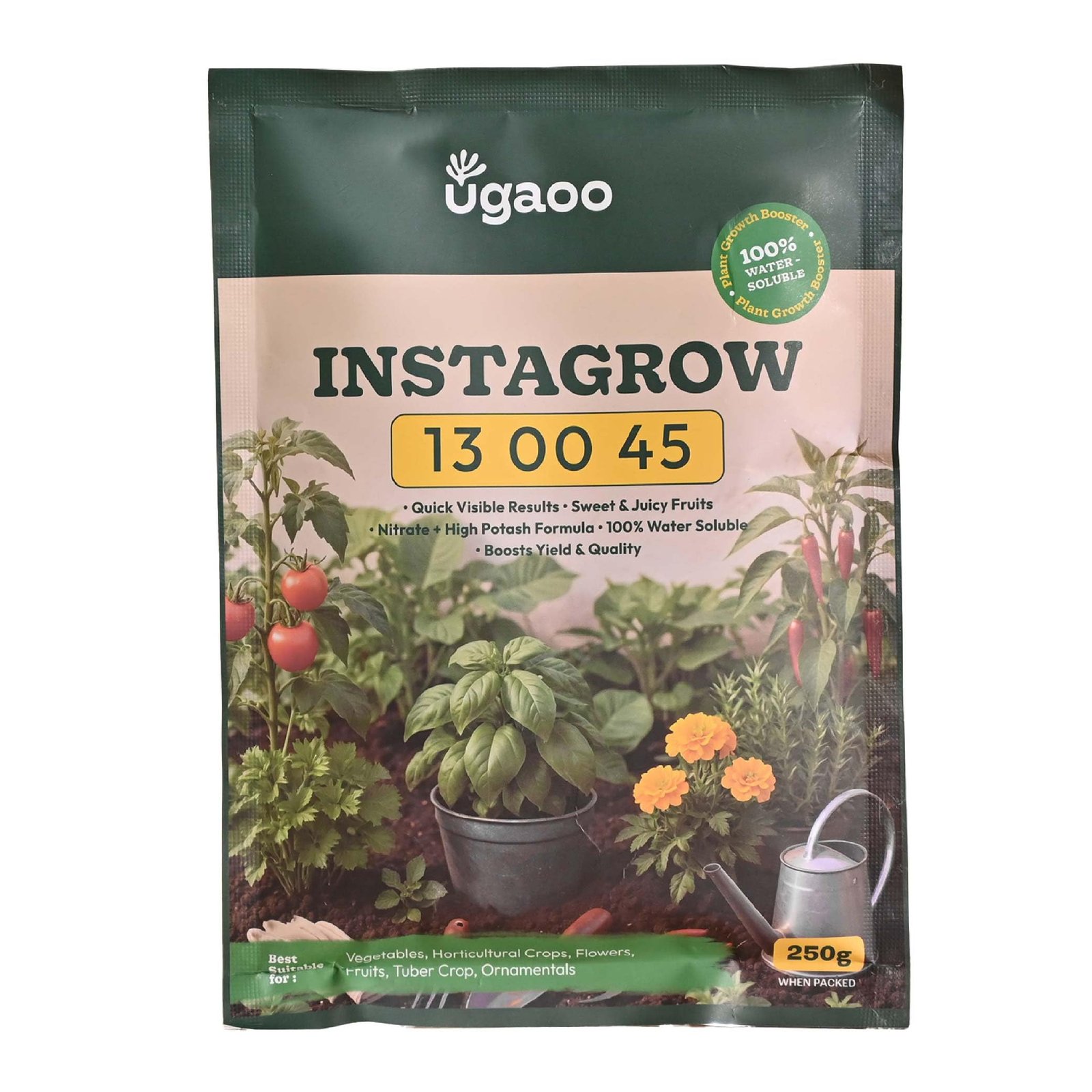 Ugaoo InstaGrow NPK 13:00:45 Fertilizer (250g) | High Potassium Water-Soluble Fertilizer for Fruit & Flower Quality | Boosts Yield & Sweetness
