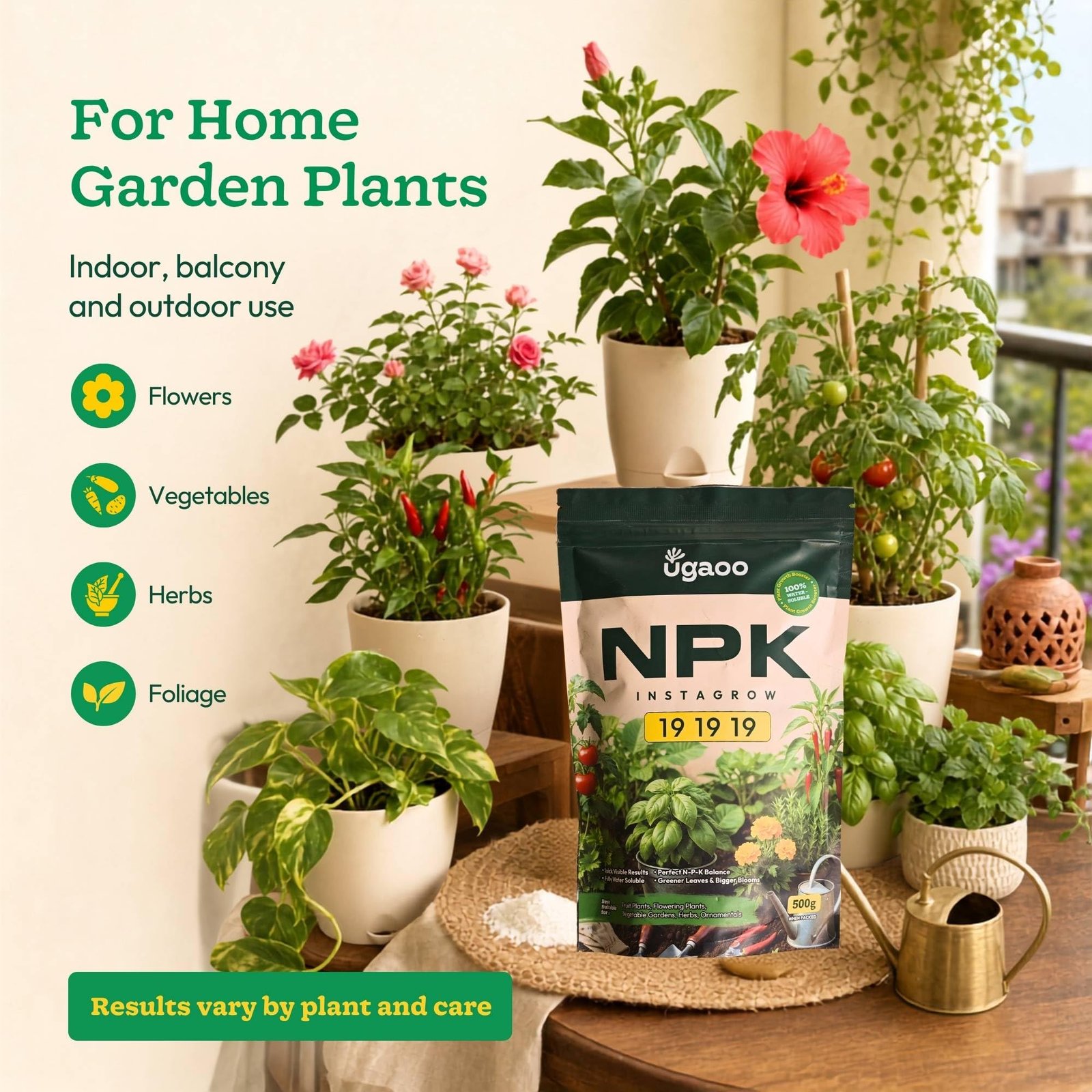 Ugaoo InstaGrow NPK 19:19:19 Fertilizer (500g) Powder| Water-Soluble Plant Food for Growth, Flowering & Fruiting | Balanced NPK for Indoor & Outdoor Plants - Image 6