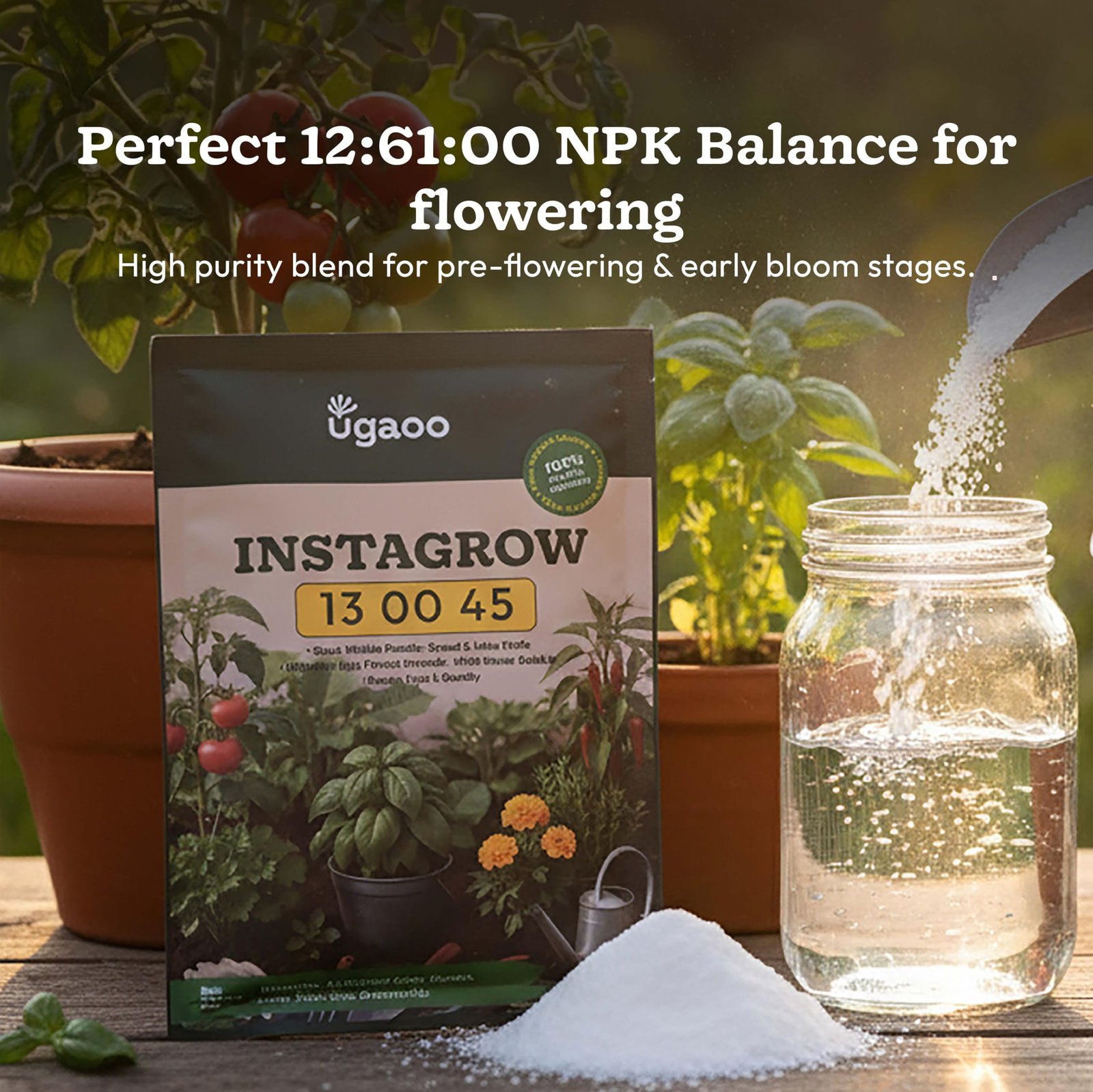 Ugaoo InstaGrow NPK 13:00:45 Fertilizer (250g) | High Potassium Water-Soluble Fertilizer for Fruit & Flower Quality | Boosts Yield & Sweetness - Image 4