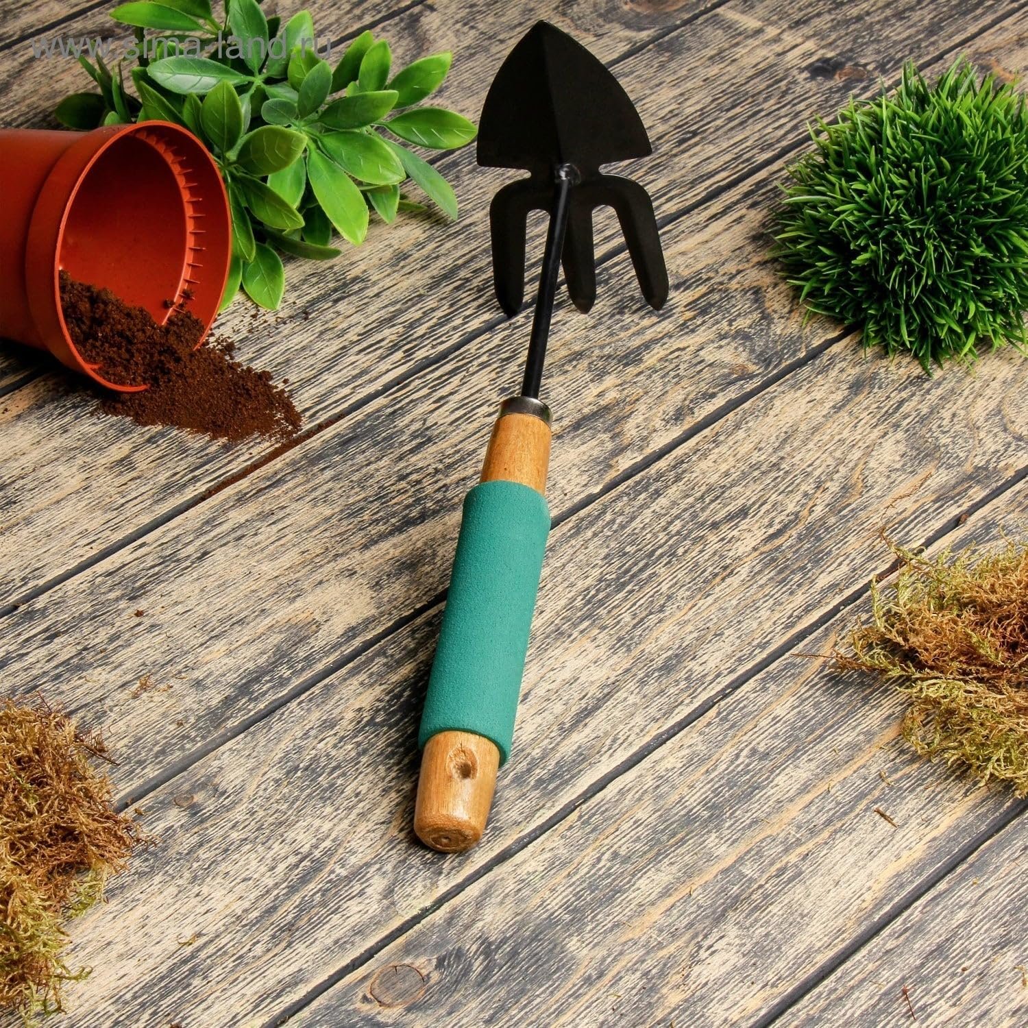 Double Hand Hoe Gardening Tool with Wooden Handle 2 in 1 Hand Hoe for Precise Cultivation Garden Tool