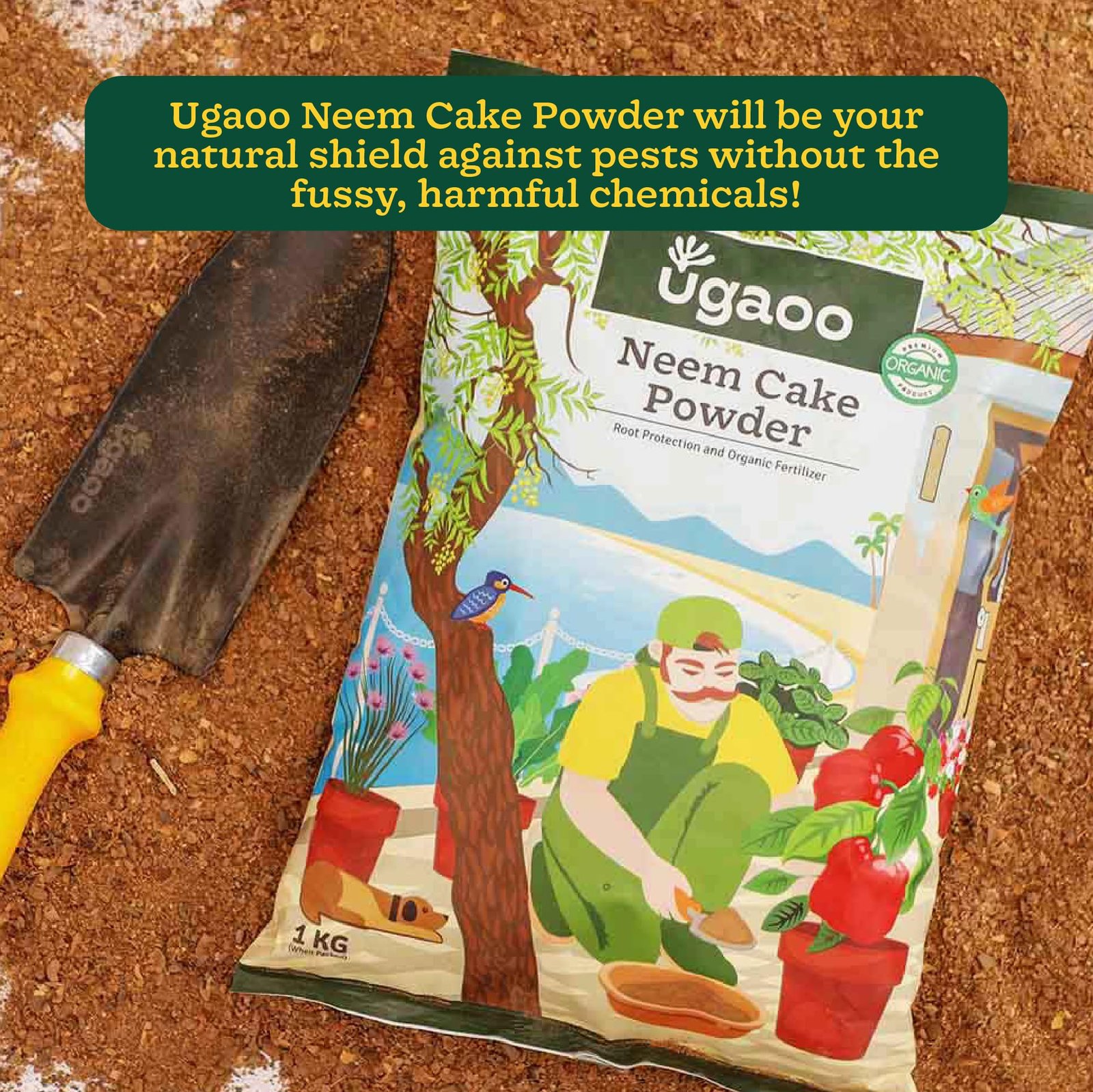 Ugaoo Neem Cake Powder for Plants 1 kg | Organic Neem Khali Fertilizer & Soil Conditioner | Slow-Release Plant Food for Root Growth | Ideal for Vegetables, Flowers, Pots & Home Garden Plants - Image 6